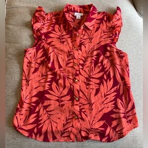 NWT Red Leaf Print Blouse